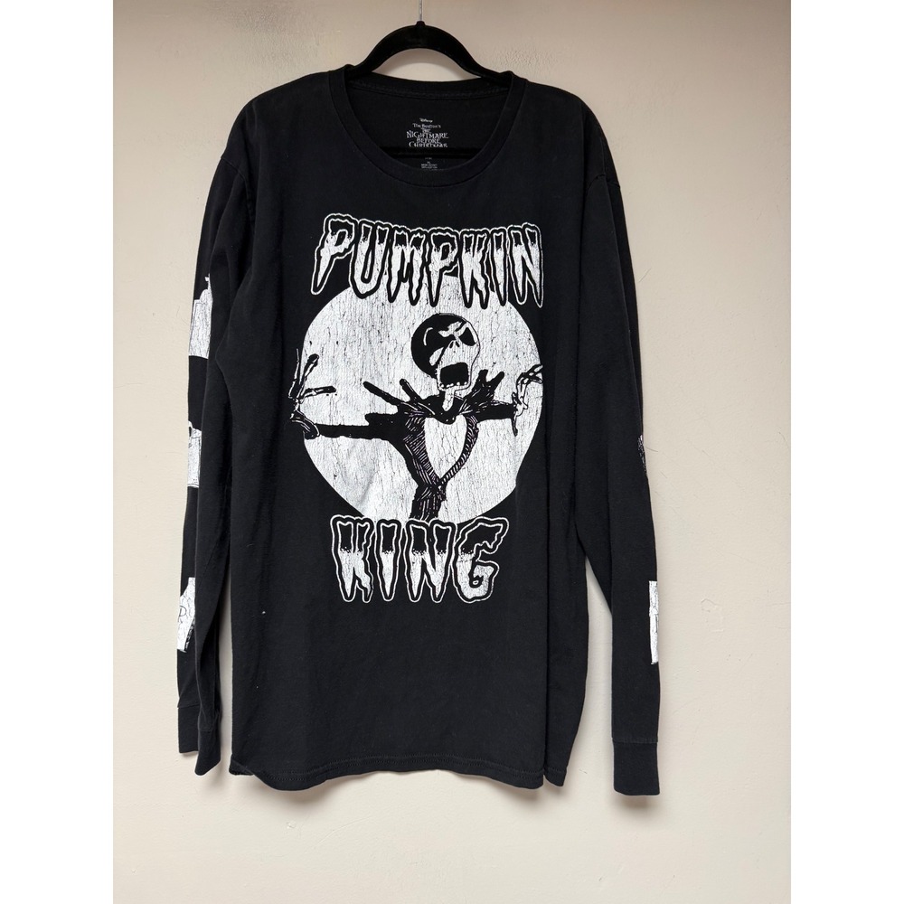 Disney Nightmare Before Christmas Pumpkin King Mens XL Black Excellent LS Shirt